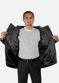 Black Purple Double Breasted Clerical Jacket