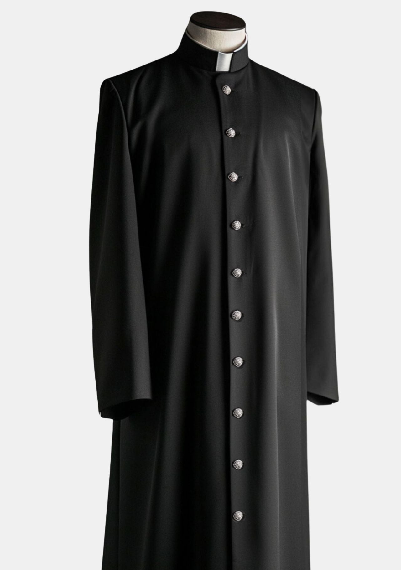 Metal Buttons Clergy Robe for Men Black