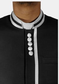 Modern Button Black Minister Jacket