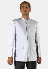 Modern Button White Clerical Jacket