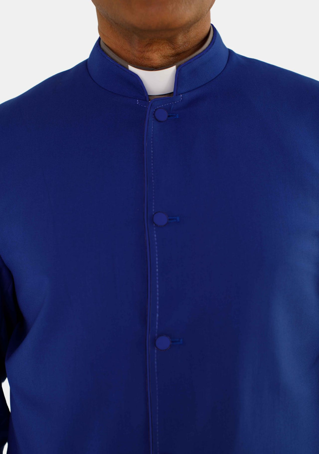 Men Royal Blue Clerical Robe with Fancy Piping and Pleats – eClergys
