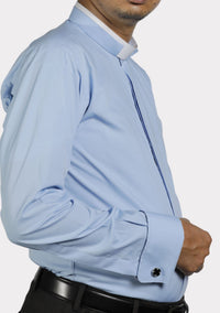 Light Blue Roman Collar eClergy's Shirt