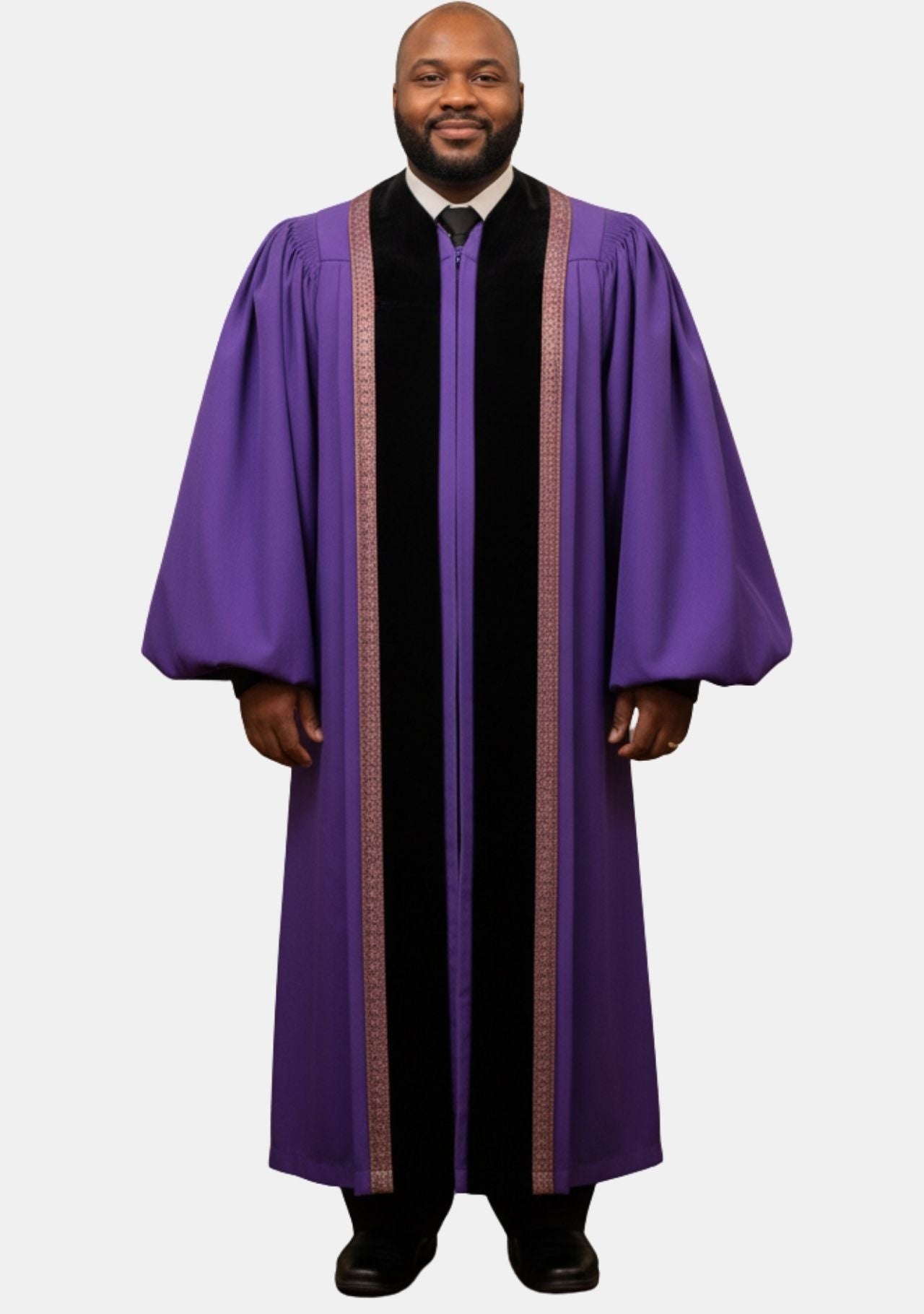 Pulpit Robe for Men Roman Purple and Black Panels – eClergys