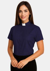 Short Sleeve Tab Collar Clergy Shirt for Women