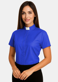 Short Sleeve Tab Collar Clergy Shirt for Women