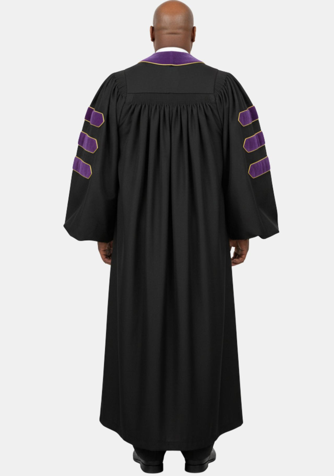 Pulpit Robe for Men Black and Roman Purple Doctoral Bars – eClergys