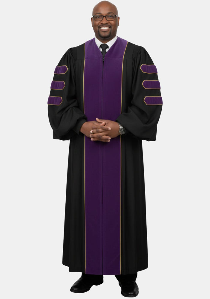 Stephen Pulpit Robe for Men Black and Roman Purple