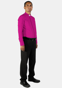 Red Purple Tab Collar Shirt