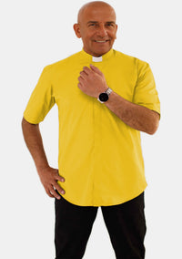 Tab Collar Short Sleeve Gold Clergy Shirt