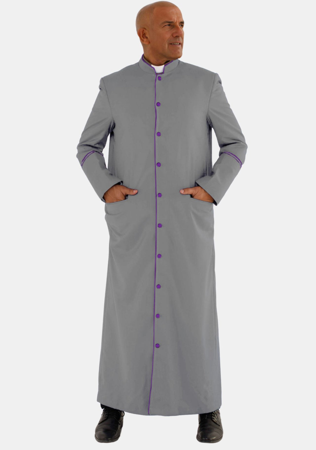 Roman Robi Gray with Roman Purple eClergys Robe Perfect for You