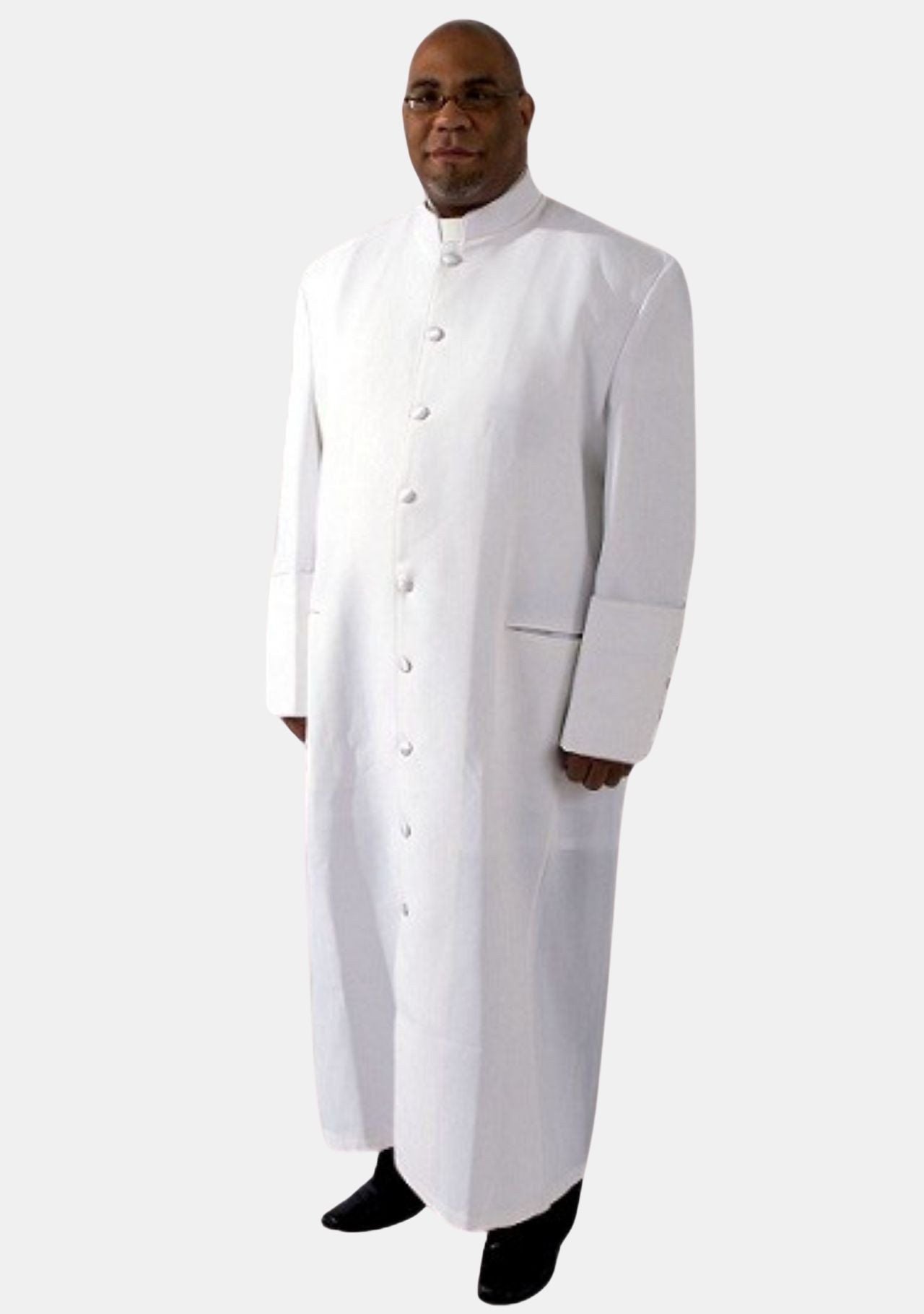 Pluz Size Men White eClergy's Robe With 9 Front Buttons – eClergys
