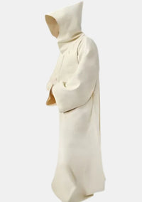 White Monk Robe with Fixed Hooded