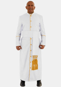 White and Gold Clerical Robe for Men