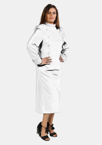 Womens Clergy Dress White with Designer Buttons