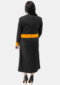 Womens Clergy Dress Black with Gold Designer Buttons