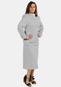 Womens Clergy Dress Gray with Designer Buttons