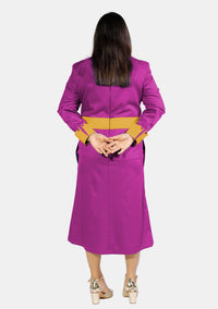 Womens Clergy Dress Red Purple with Gold Designer Buttons