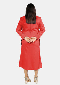 Womens Clergy Dress Red with Designer Buttons