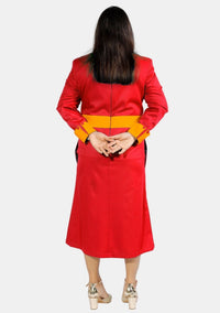 Womens Clergy Dress Red with Gold Designer Buttons