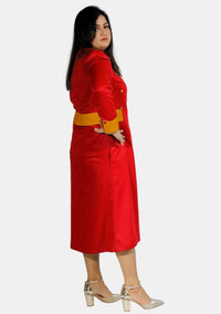 Womens Clergy Dress Red with Gold Designer Buttons