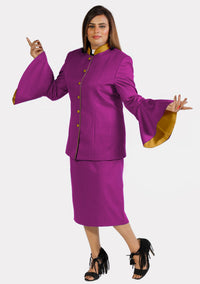 eClergy's Red Purple Gold Flared Sleeve Clergy Suit