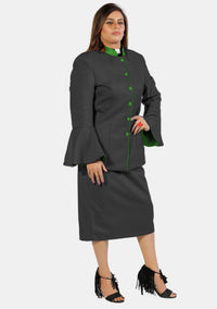 eClergy's Suit Flared Sleeve Black with Contrast Trims