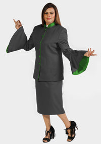 eClergy's Suit Flared Sleeve Black with Contrast Trims