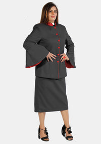 eClergy's Suit Flared Sleeve Black with Contrast Trims