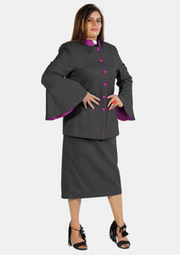 eClergy's Suit Flared Sleeve Black with Contrast Trims