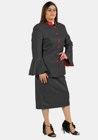eClergy's Suit Flared Sleeve Black with Contrast Trims