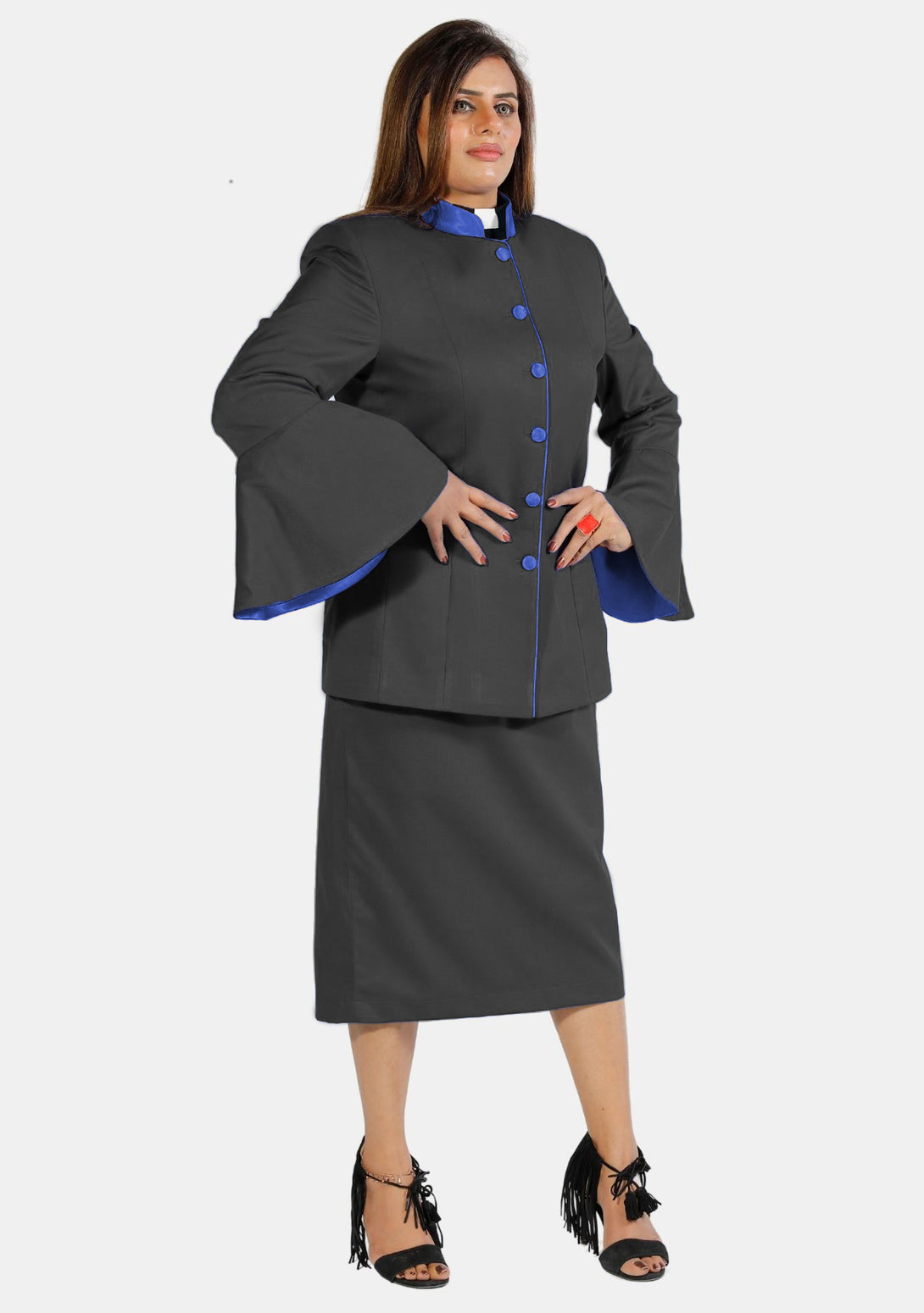 eClergy's Suit Flared Sleeve Black Availble in Four Contrast – eClergys