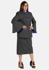 eClergy's Suit Flared Sleeve Black with Contrast Trims