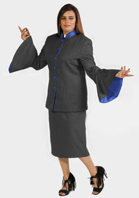eClergy's Suit Flared Sleeve Black with Contrast Trims
