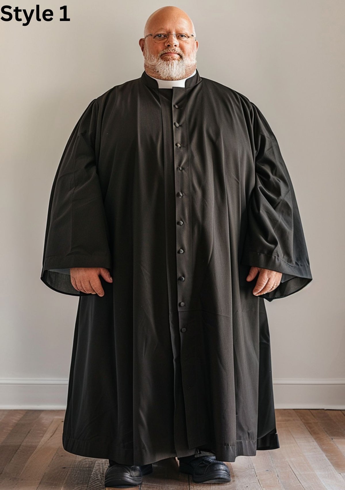 Linus Plus Size Custom Pulpit Robe for Men Black